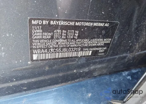 2018 BMW 430I Gran Coupe xDrive z USA, uszkodzony, nr VIN WBA4J3C55JBL03219